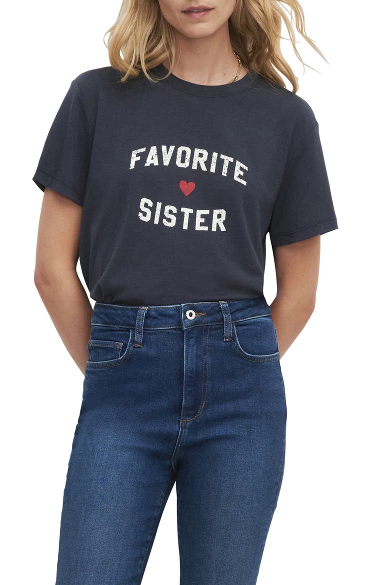 Favorite Sister Graphic T-Shirt, Main, color, NAVY/ GARDENIA