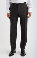 Canali Siena Regular Fit Flat Front Solid Wool Suit Pants