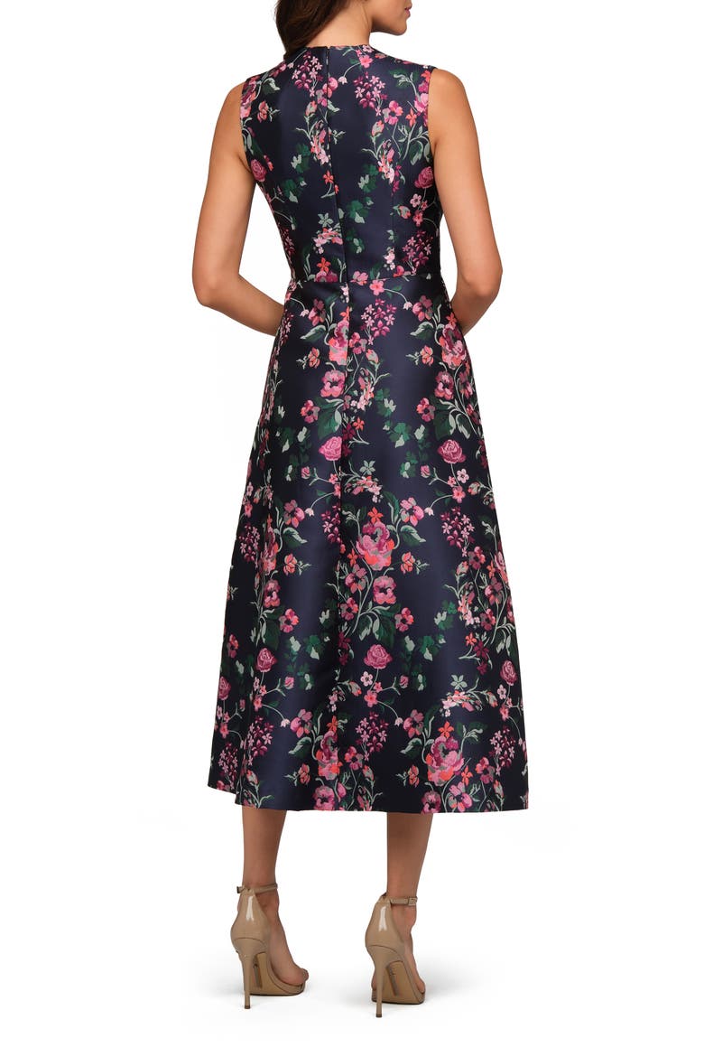 Rhea Floral Midi Cocktail Dress, Alternate, color, INK BLUE MULTI