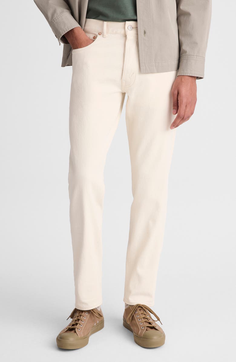 Madewell Relaxed Comfort Selvedge Taper Jeans, Main, color, Ecru