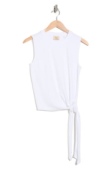 Elie Elie Tahari Side Tie Crewneck Tank In White