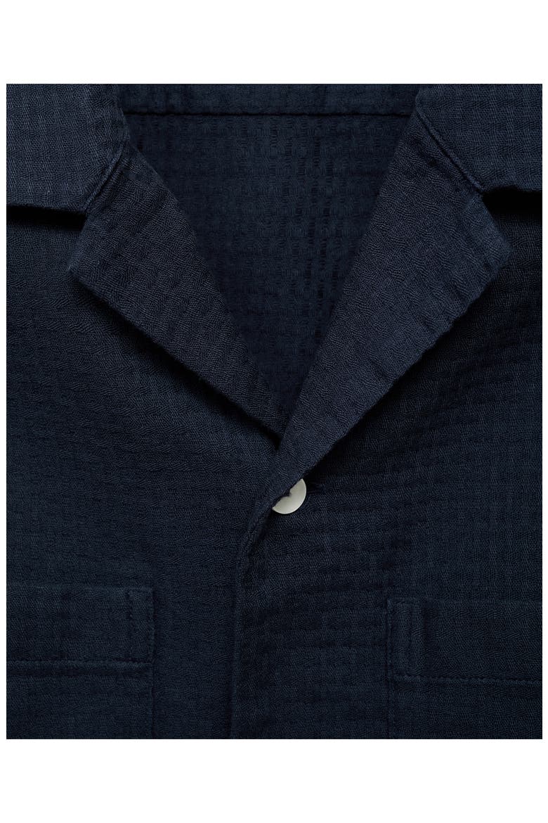 Textured Cotton Bowling Shirt, Alternate, color, DARK NAVY