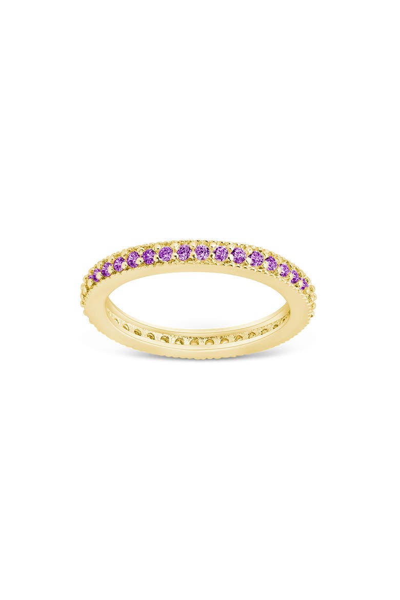 Cubic Zirconia Pavé Thin Band Ring, Main, color, GOLD/ AMETHYST