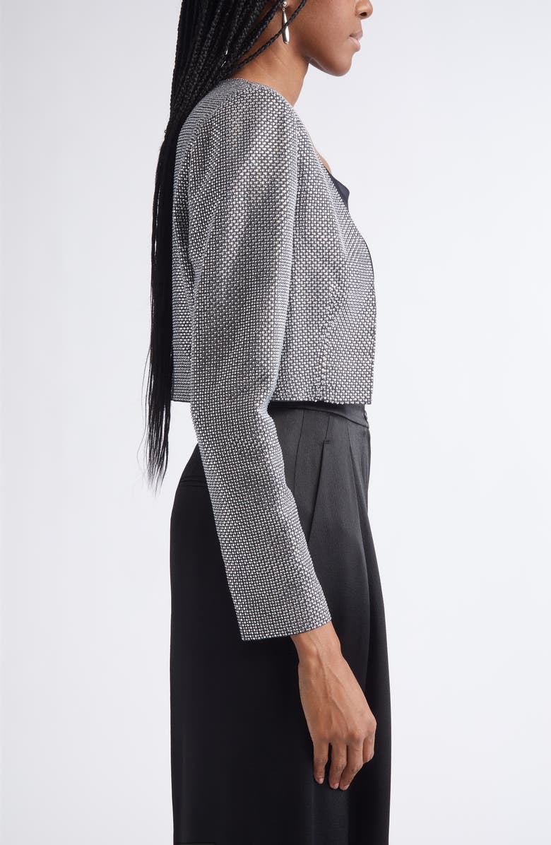 ST. JOHN Crystal Embellished Crop Jacket, Alternate, color, Dark Grey Melange