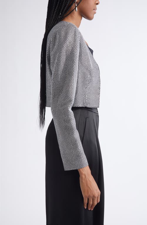 St John St. John Crystal Embellished Crop Jacket In Gray