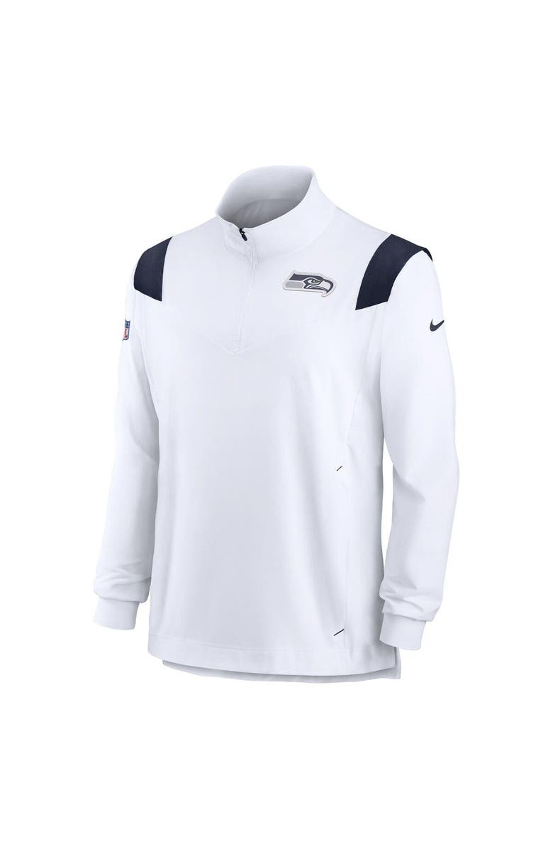 Nike Men's Nike White Seattle Seahawks Sideline Coaches Chevron Lockup Quarter-Zip Top, Alternate, color, White