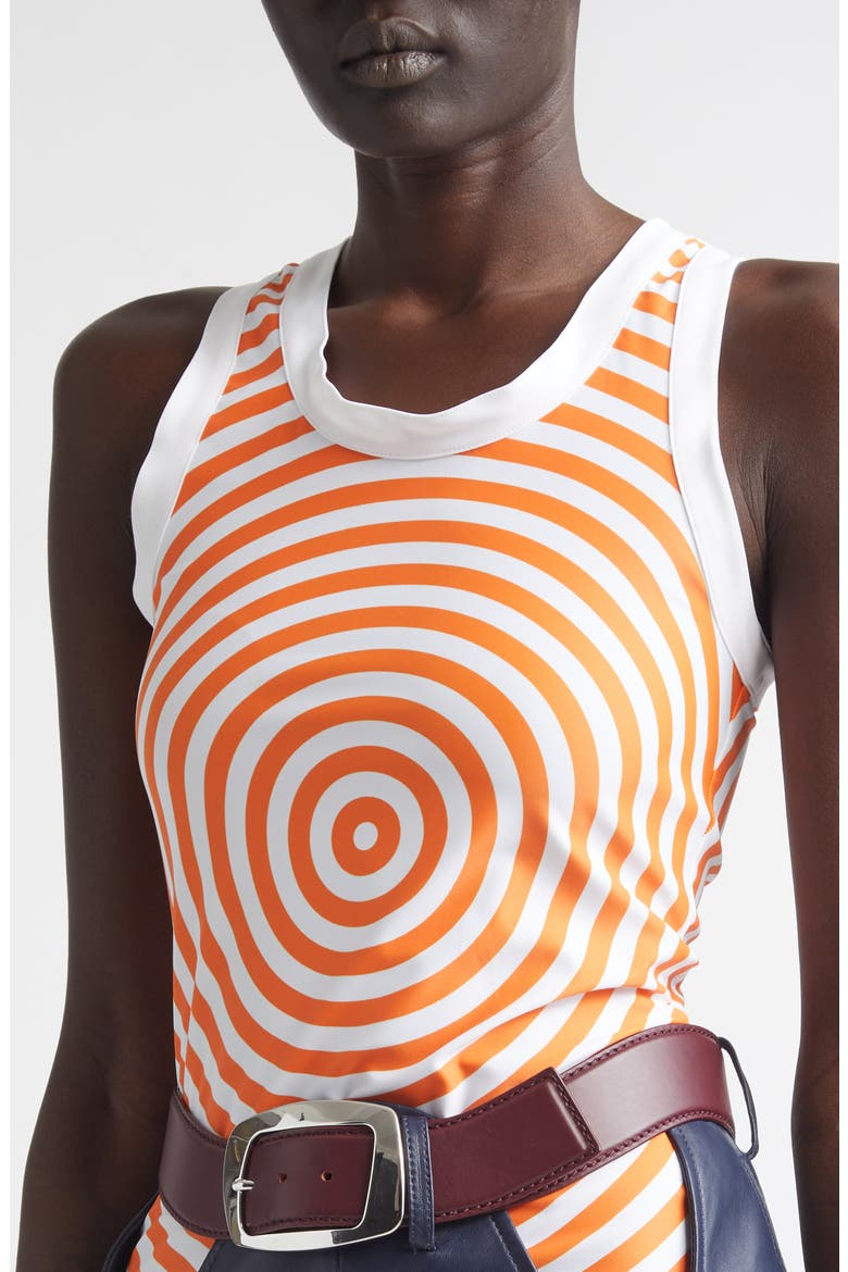 Spiral Print Jersey Tank, Alternate, color, WHITE/ ORANGE