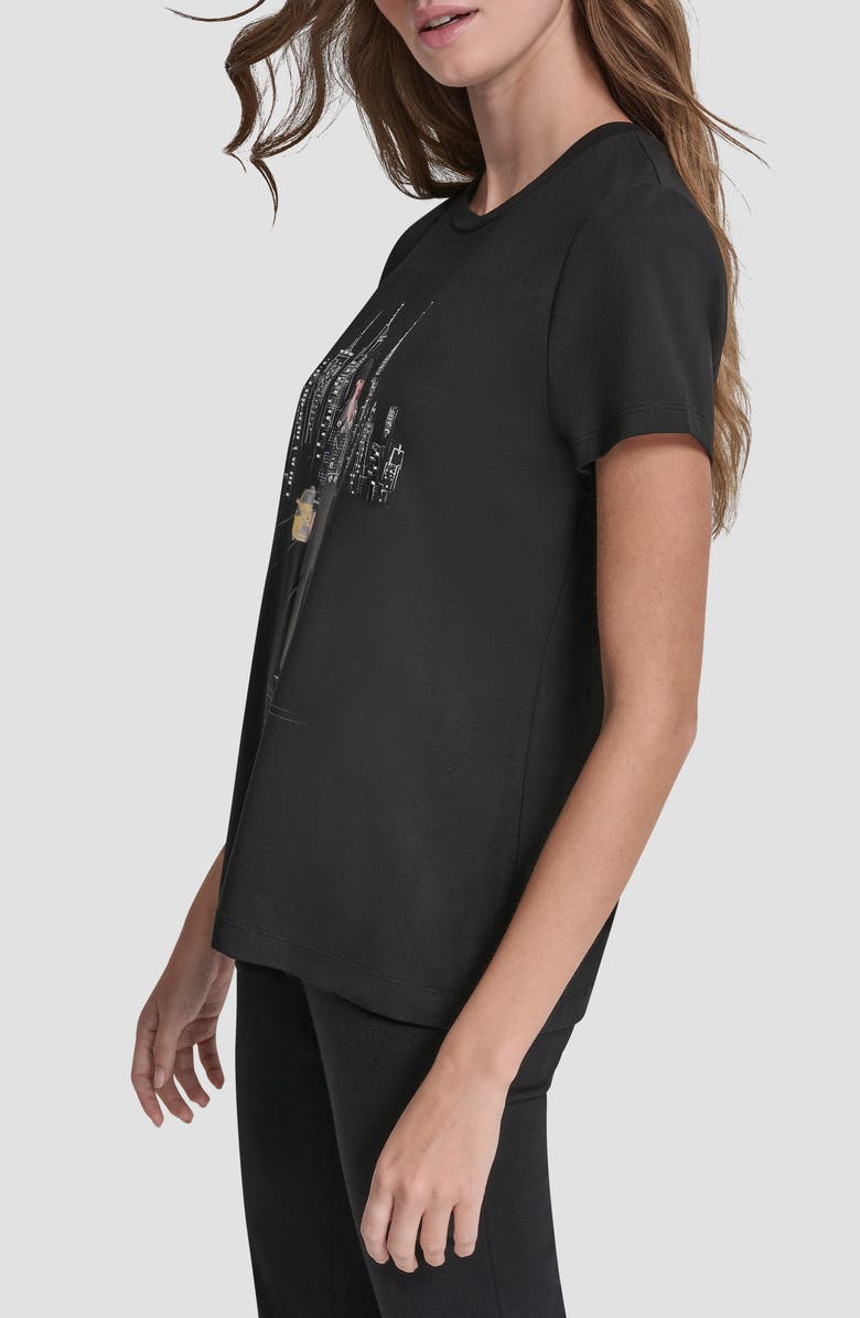 DKNY Stud Moto Conversational Cotton Blend Graphic T-Shirt, Alternate, color, Black