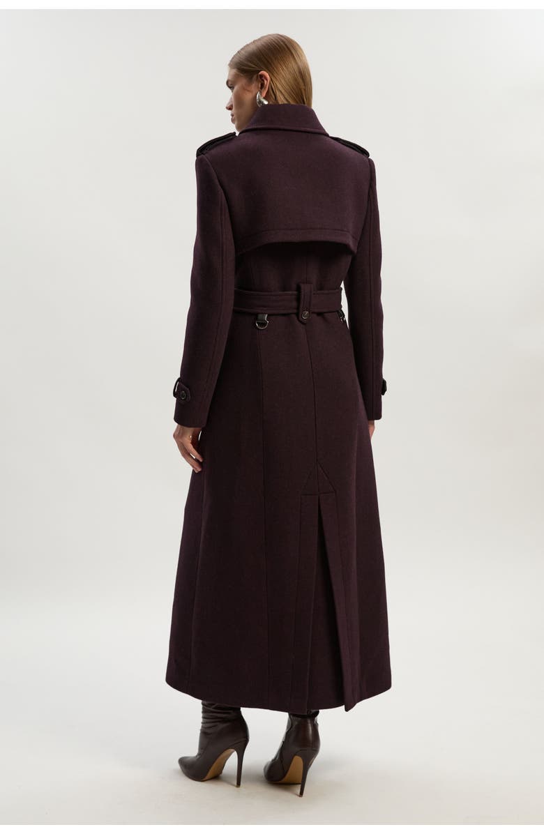 Karen Millen Petite Wool Trench Maxi Coat, Alternate, color, Wine