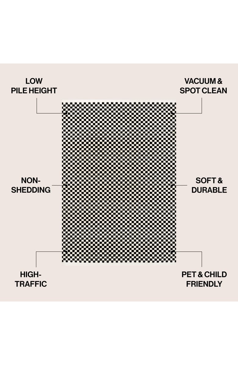 JONATHAN Y Finn High-Low Modern Minimalist Checkered Monotone Area Rug, Alternate, color, Black/White