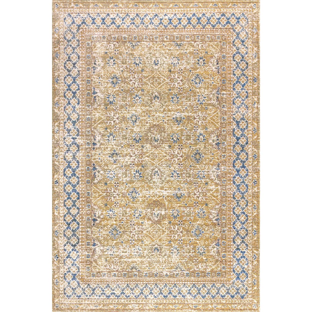 Jonathan Y Goa Floral Medallion Traditional Area Rug In Blue/gold