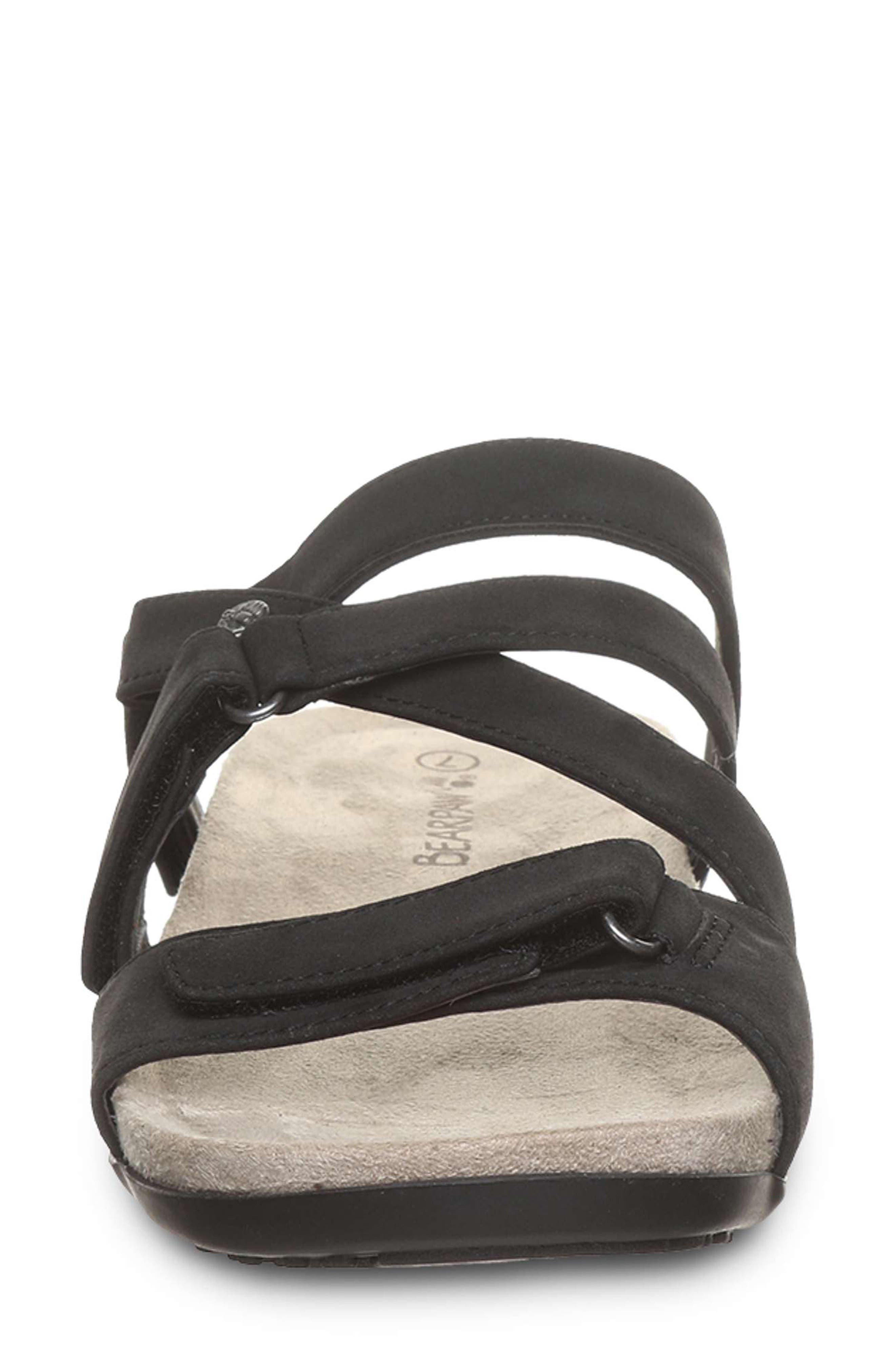 BEARPAW Acacia Faux Leather Slide Sandal, Alternate, color, Black