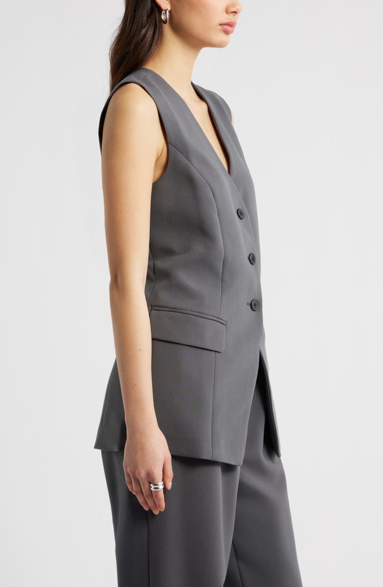 Open Edit The Icon Collarless Vest, Alternate, color, Grey Magnet