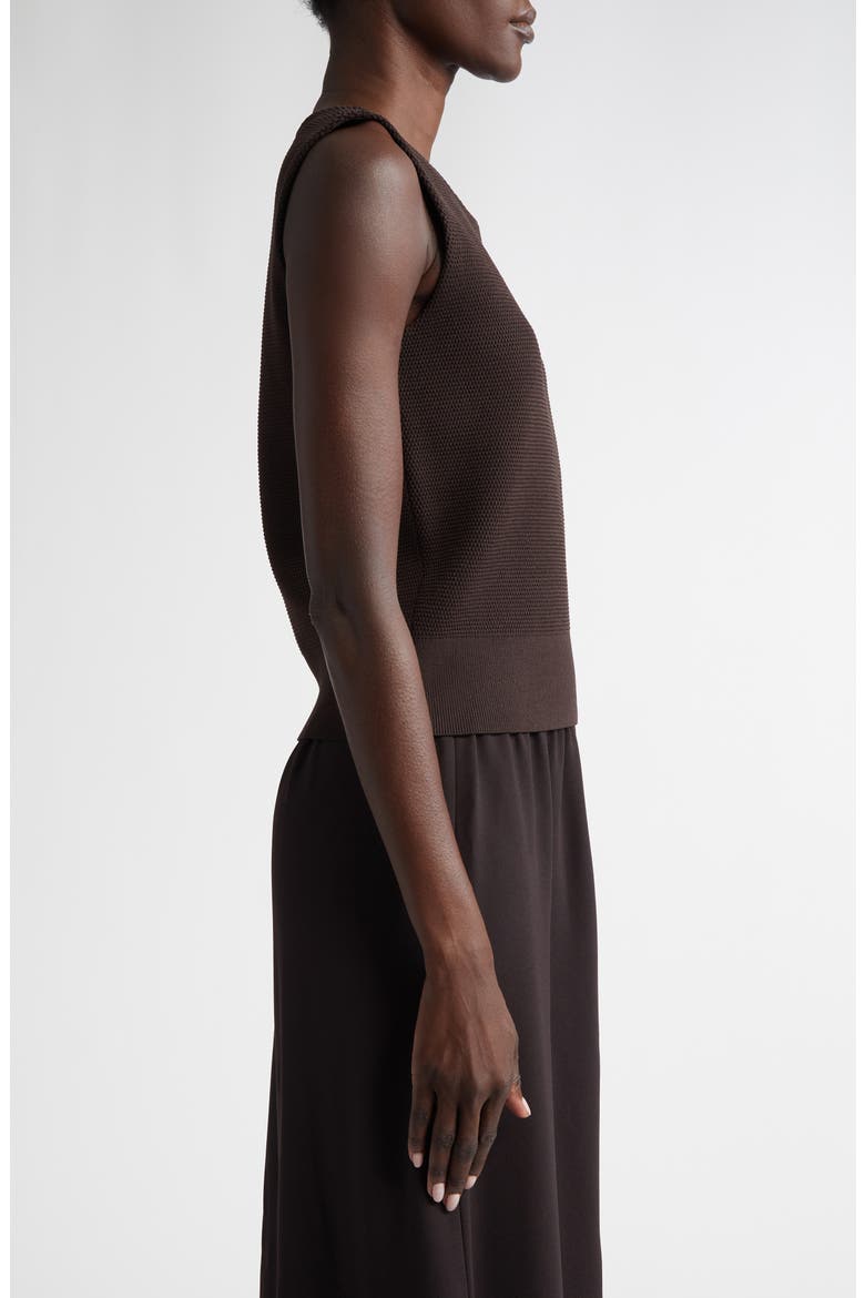 Sleeveless Piqué Sweater, Alternate, color, MOCHA