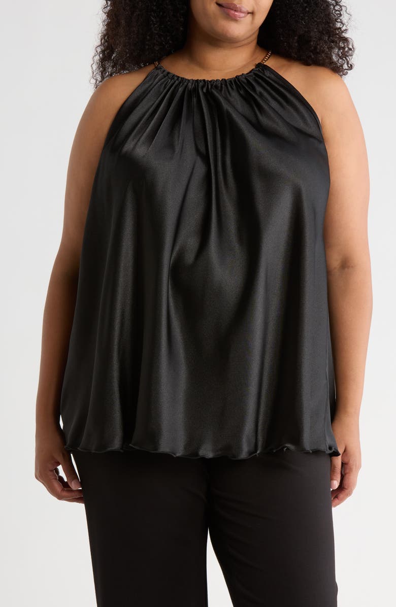 TASH AND SOPHIE Chain Strap Pleated Top, Main, color, Black