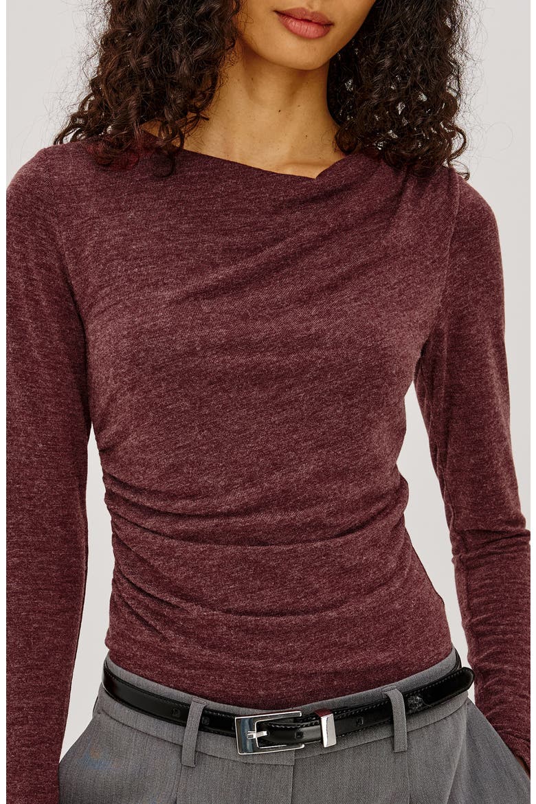 Issel Ruched Long Sleeve Top, Alternate, color, MERLOT