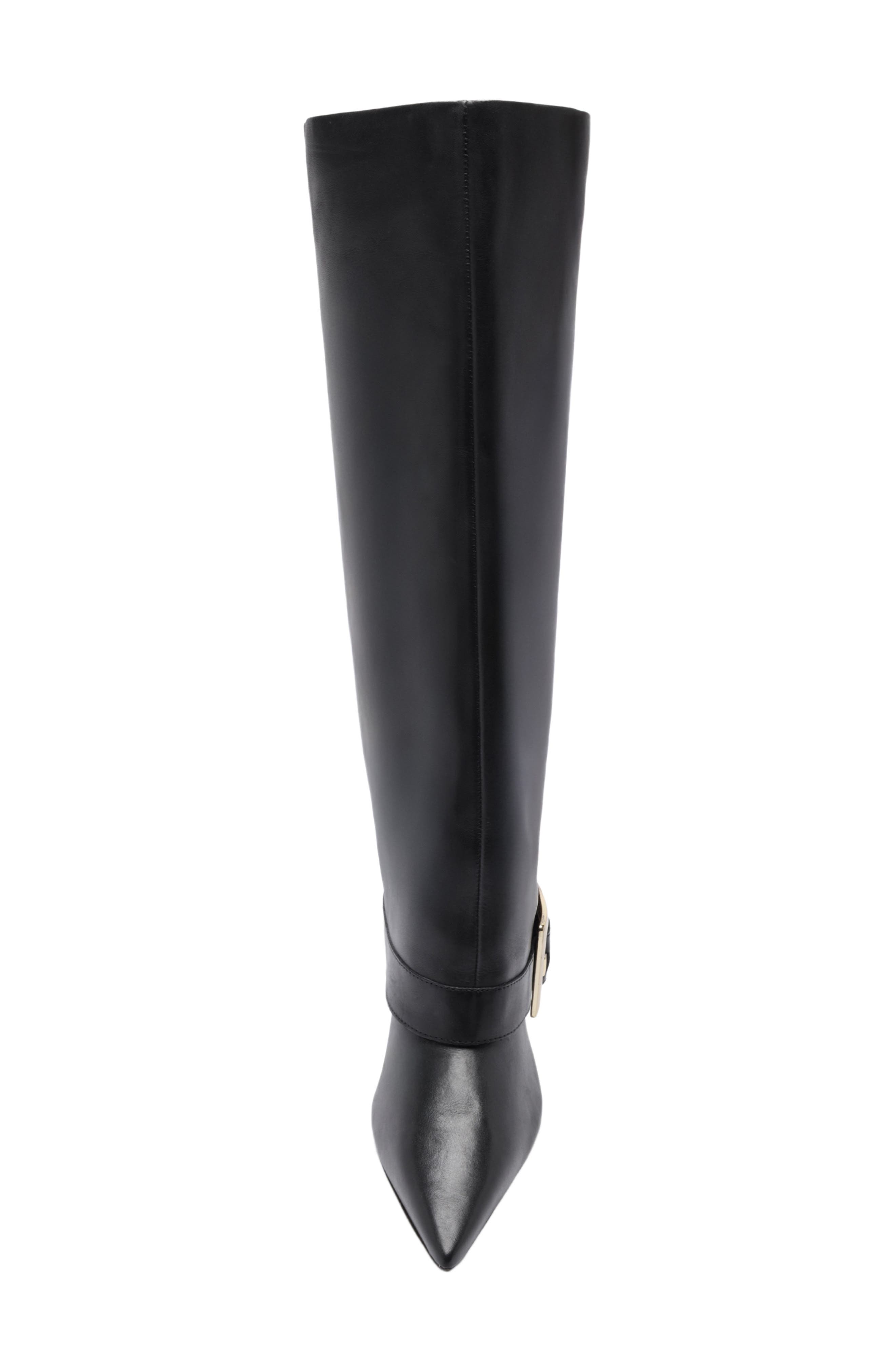 Kenny Stiletto Knee High Leather Boot, Alternate, color, BLACK