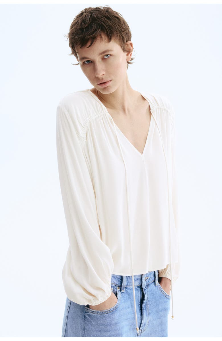 H&M Oversized Viscose Blouse, Alternate, color, Light Beige