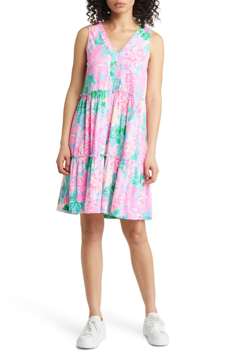 Lilly Pulitzer<sup>®</sup> Lorina Floral V-Neck A-Line Dress, Main, color, 