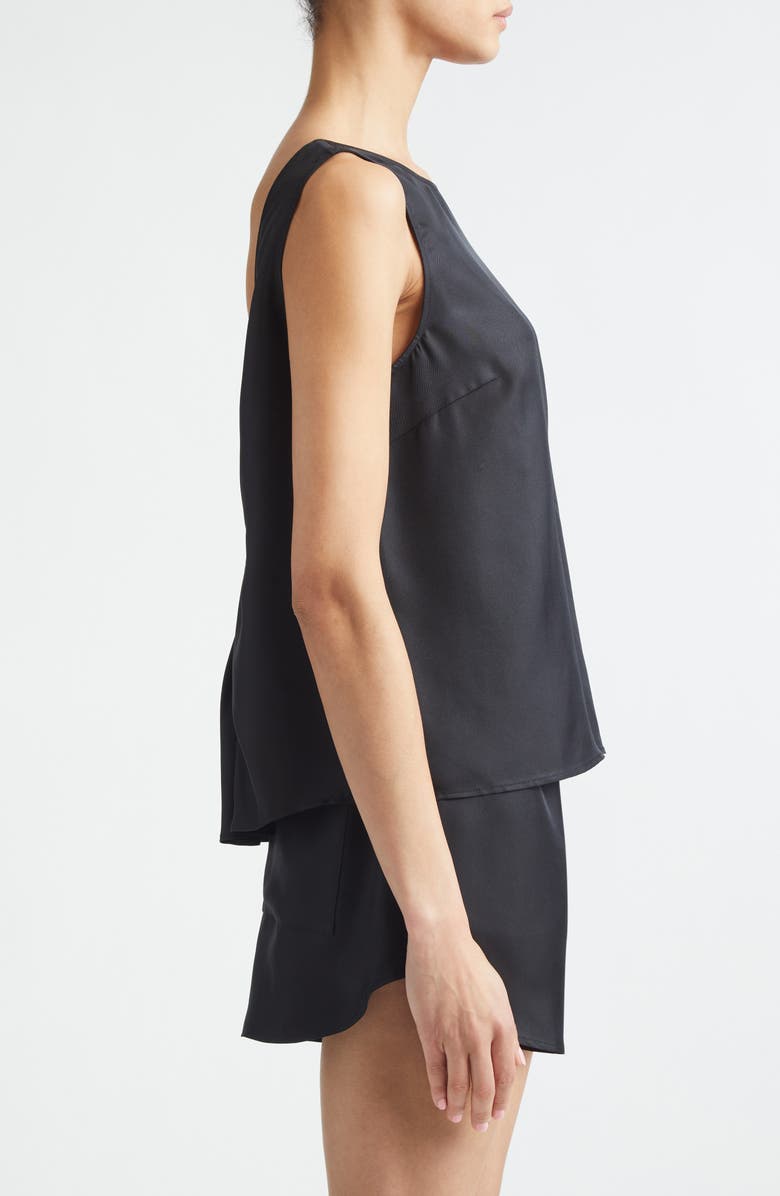 LOULOU DE SAISON Gema Draped Open Back Silk Twill Top, Alternate, color, Black