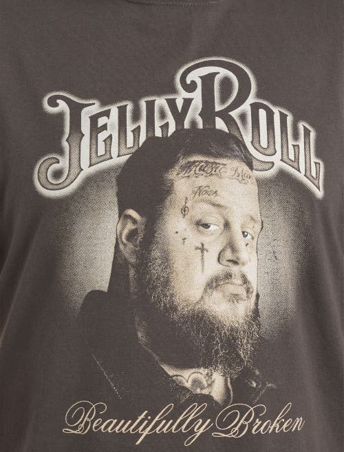 True Nation By Dxl Big & Tall Jelly Roll Beautifully Broken Graphic Tee In Graphite