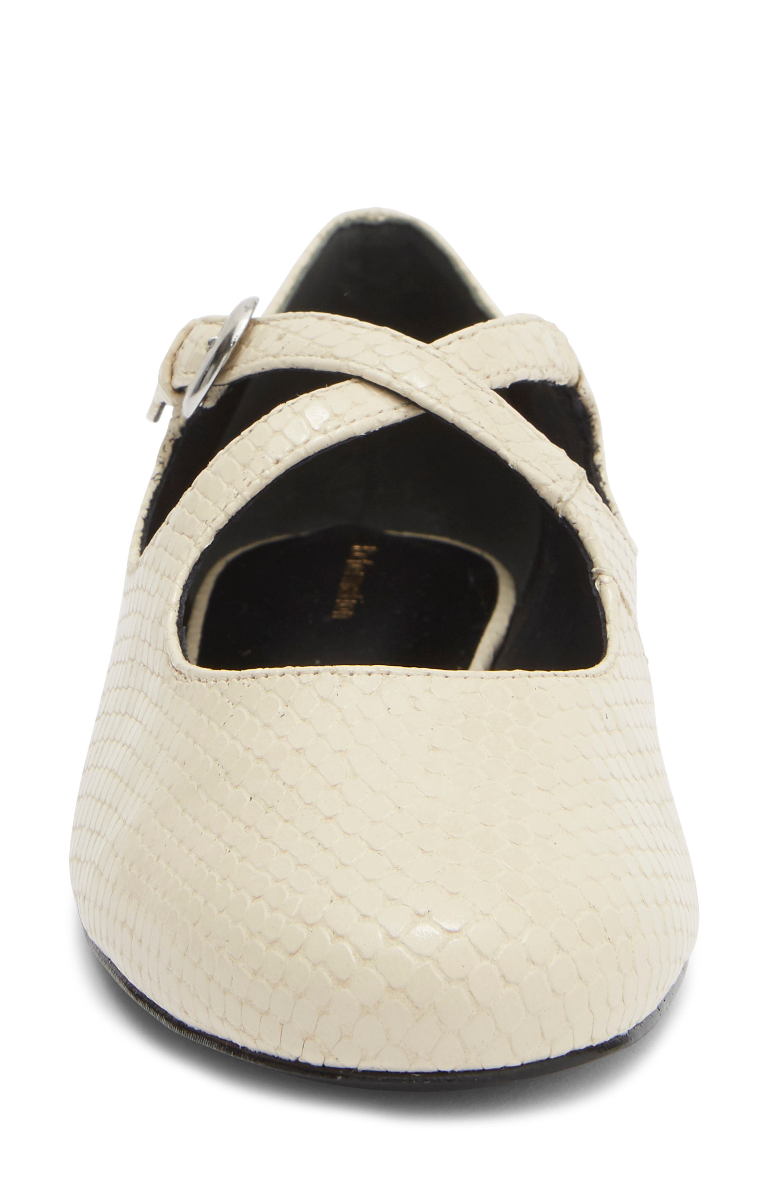 Salome Studded Leather Mary Jane Ballet Flat, Alternate, color, ALMOND WATERSNAKE