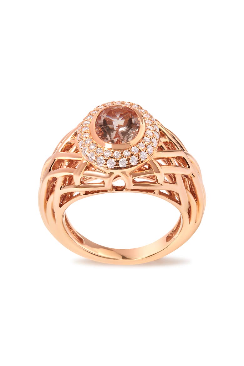14K Gold Morganite & 3/8 Cttw Diamonds Cocktail Ring, Main, color, Pink