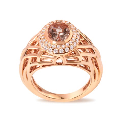 14K Gold Morganite & 3/8 Cttw Diamonds Cocktail Ring