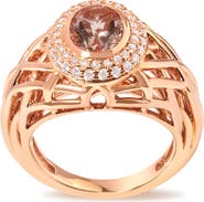 Haus of Brilliance 14K Gold Morganite & 3/8 Cttw Diamonds Cocktail Ring