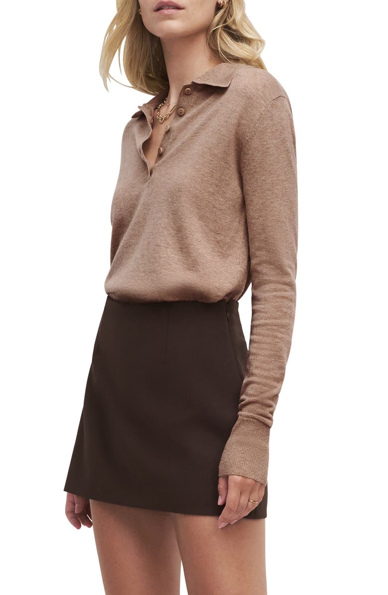 Favorite Daughter The Cleo Merino Wool Blend Henley Sweater, Alternate, color, Mocha
