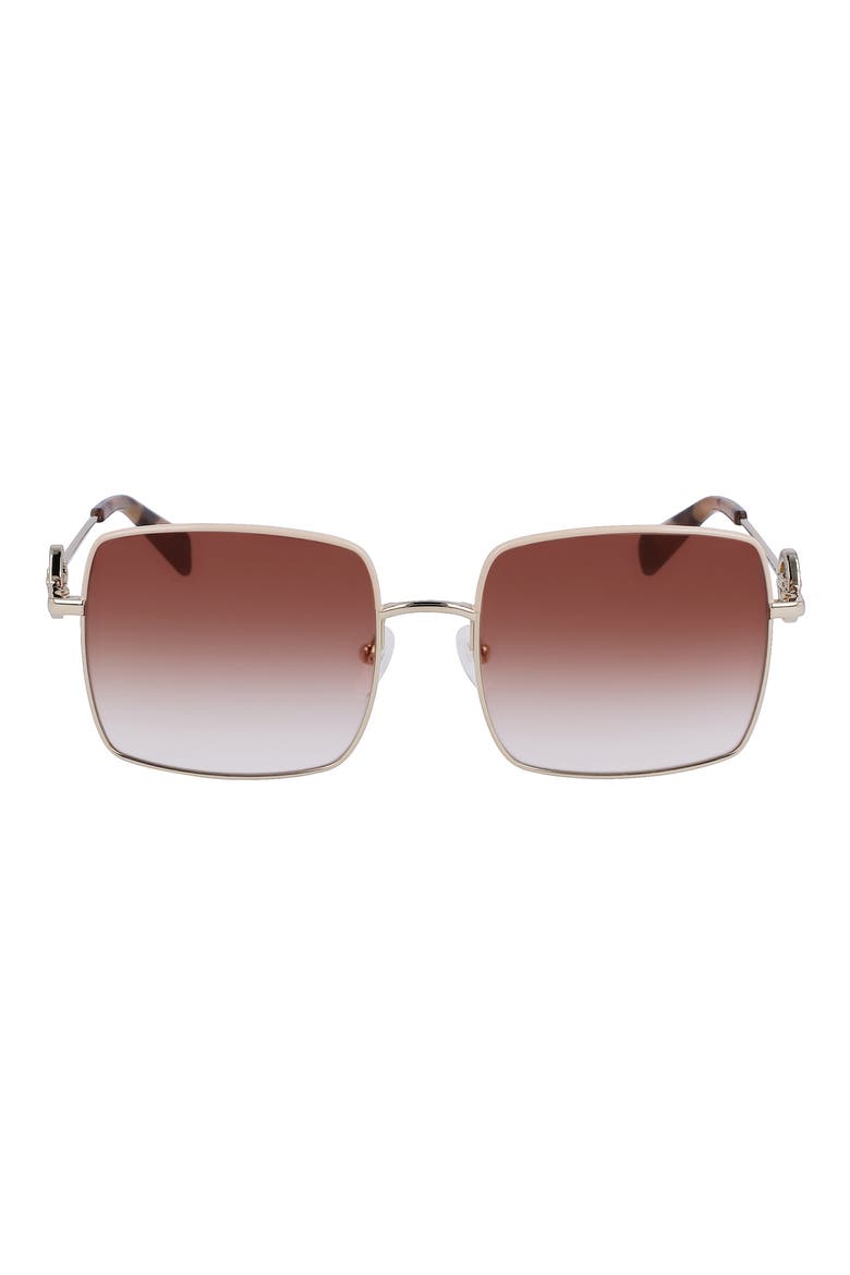 Medallion 55mm Gradient Square Sunglasses, Main, color, SILVER/ GRADIENT BROWN
