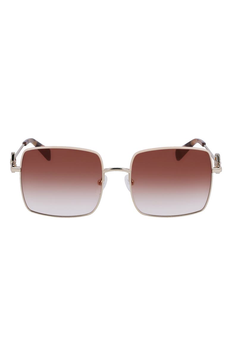 Longchamp Medallion 55mm Gradient Square Sunglasses, Main, color, Silver/ Gradient Brown