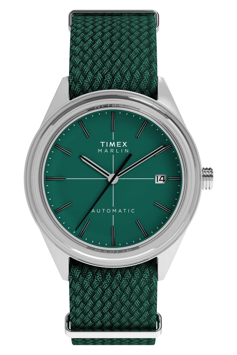 Marlin® Jet Automatic Fabric Strap Watch, 38mm, Main, color, GREEN