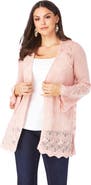 Roaman's Bell Sleeve Pointelle Cardigan