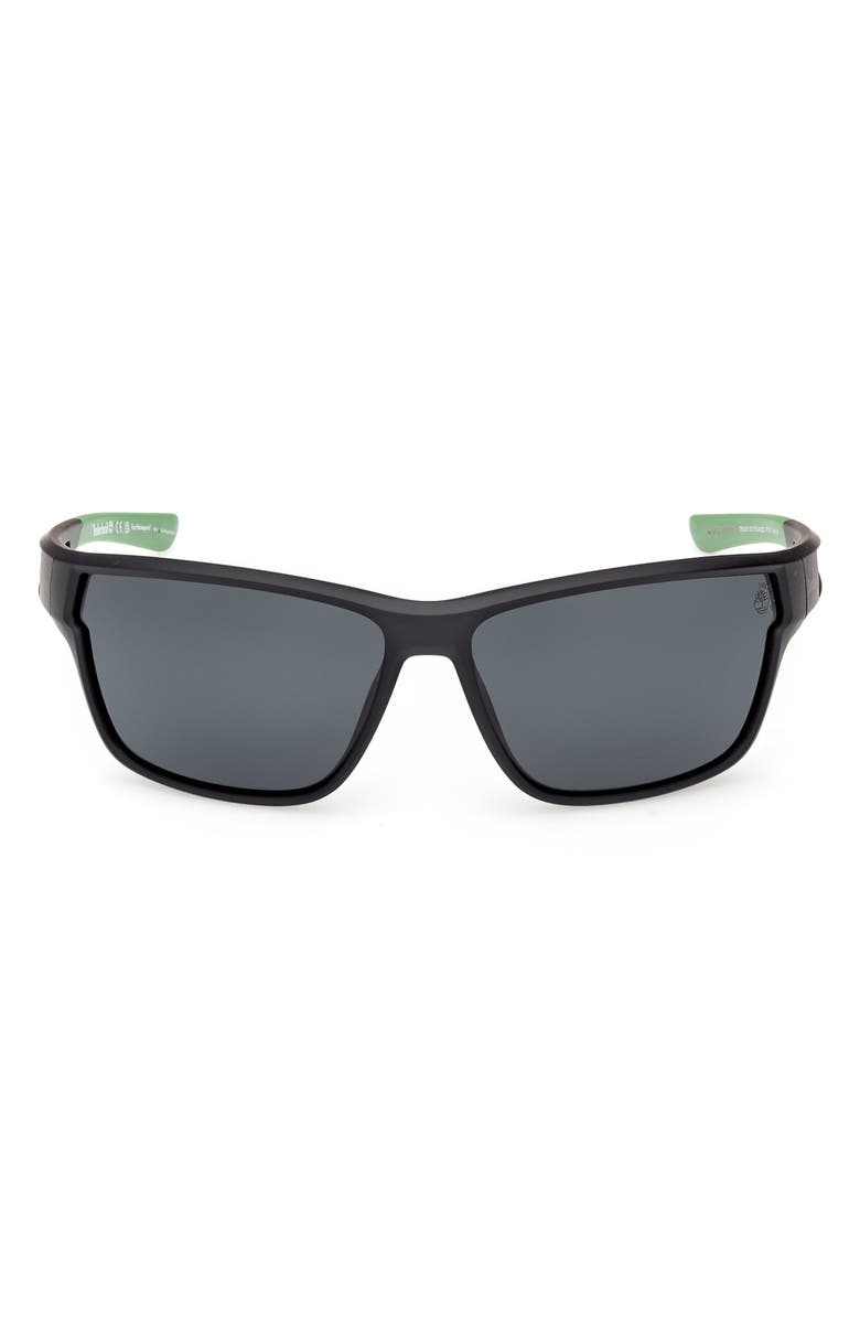 Timberland 65mm Polarized Rectangular Wrap Sunglasses, Main, color,
