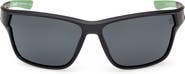 Timberland 65mm Polarized Rectangular Wrap Sunglasses