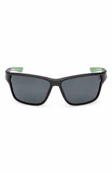 Timberland 65mm Polarized Rectangular Wrap Sunglasses