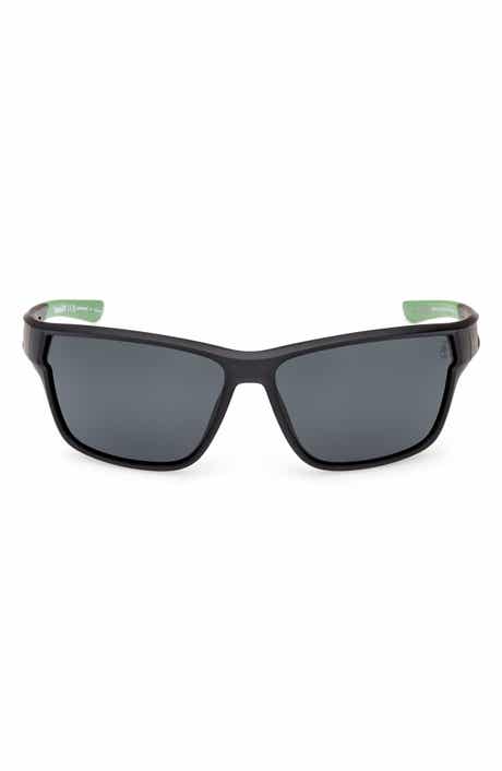 Timberland 65mm Polarized Rectangular Wrap Sunglasses