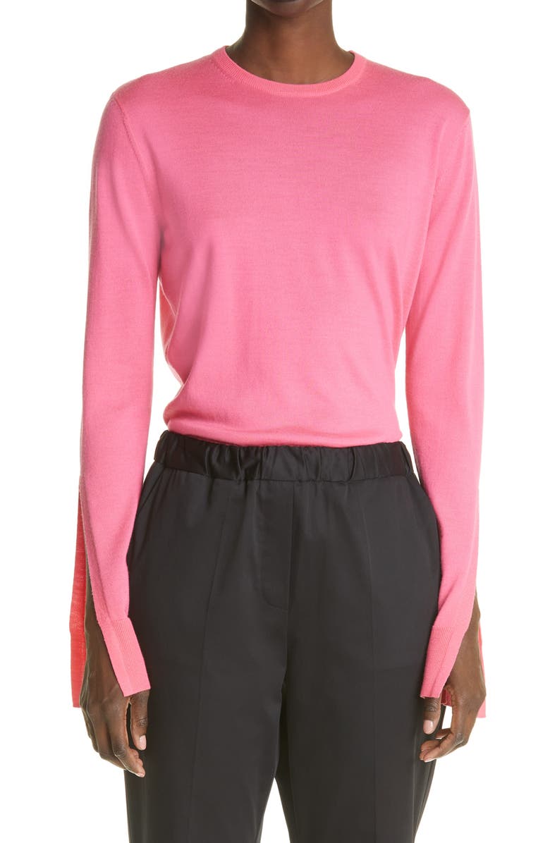 St. John Collection Slit Sleeve Wool & Silk Sweater, Main, color, 