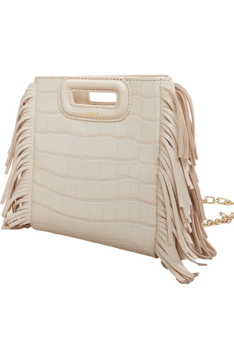 maje Mini embossed-leather M bag with chain, Alternate, color,