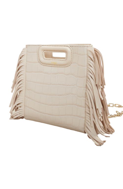 Maje Crocodile-effect Leather Mini M Bag In Vanilla Ecru