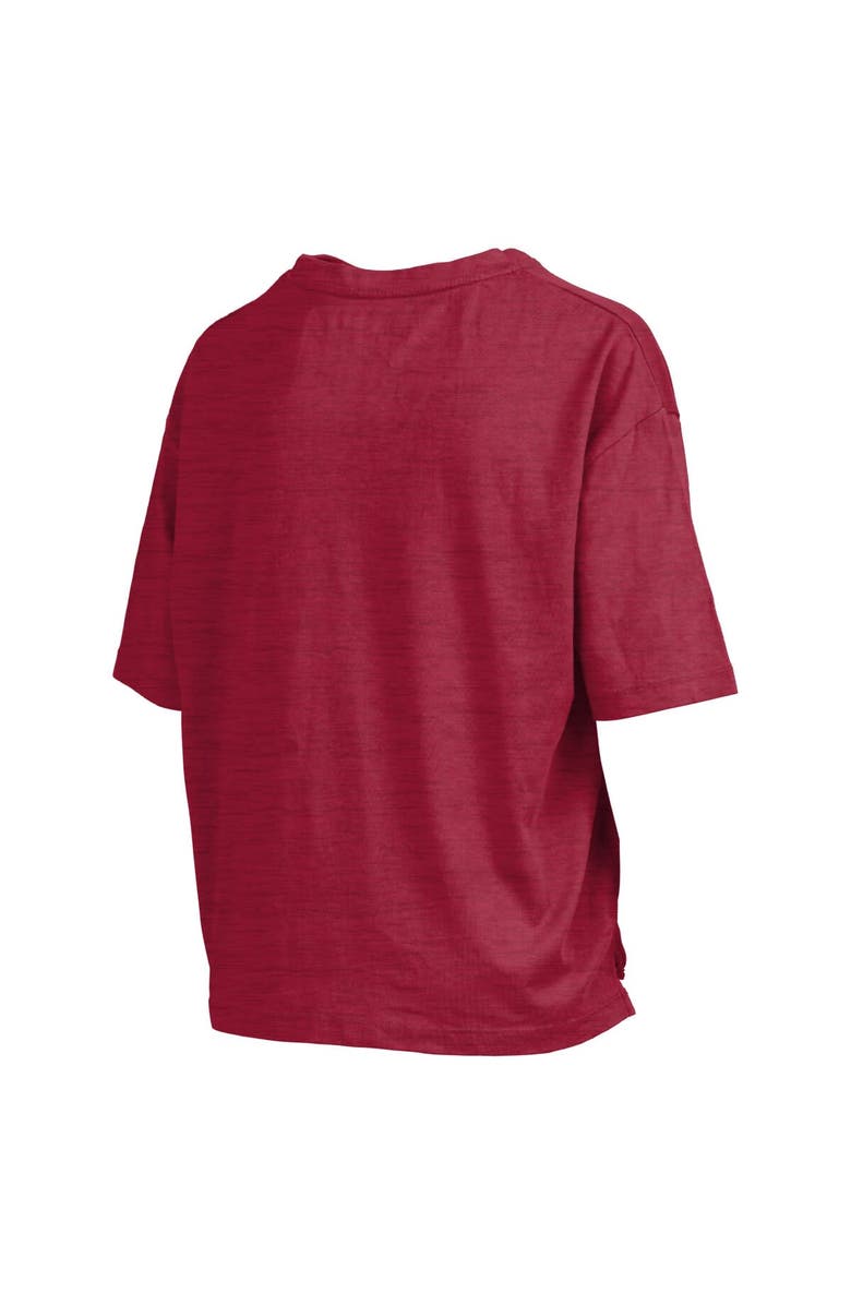 PRESSBOX Women's Pressbox Cardinal Iowa State Cyclones Nelson Arch Over Logo Waist Length Oversized Slub T-Shirt, Alternate, color, Cardinal