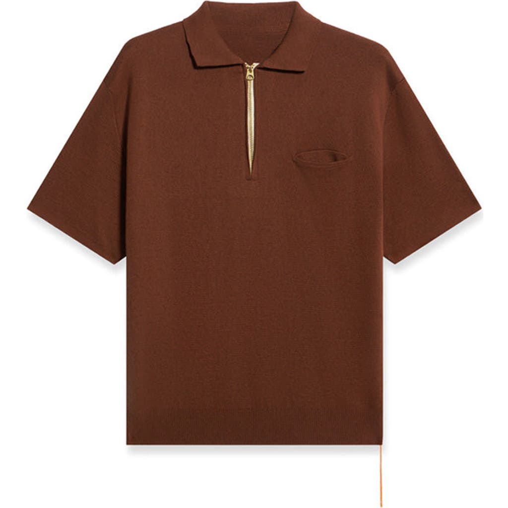 Fortela Laight 3/4 Zip Short Sleeve Polo In Brown