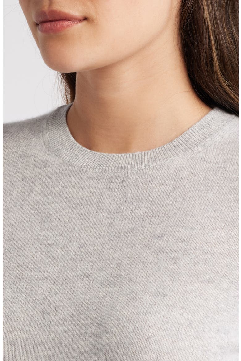 Short Sleeve Wool & Cashmere Sweater, Alternate, color, GREY LIGHT HEATHER