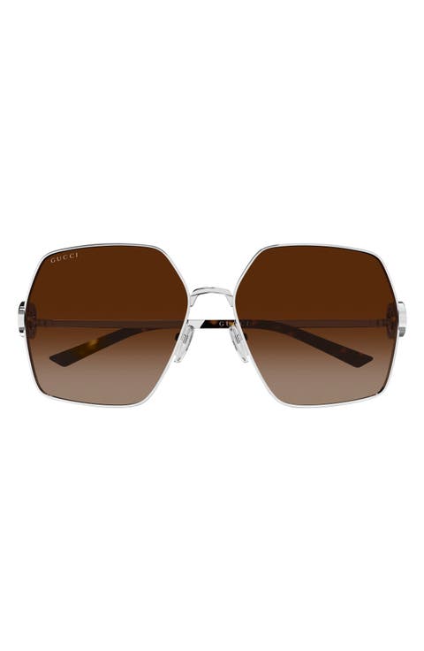 61mm Gradient Rectangular Sunglasses