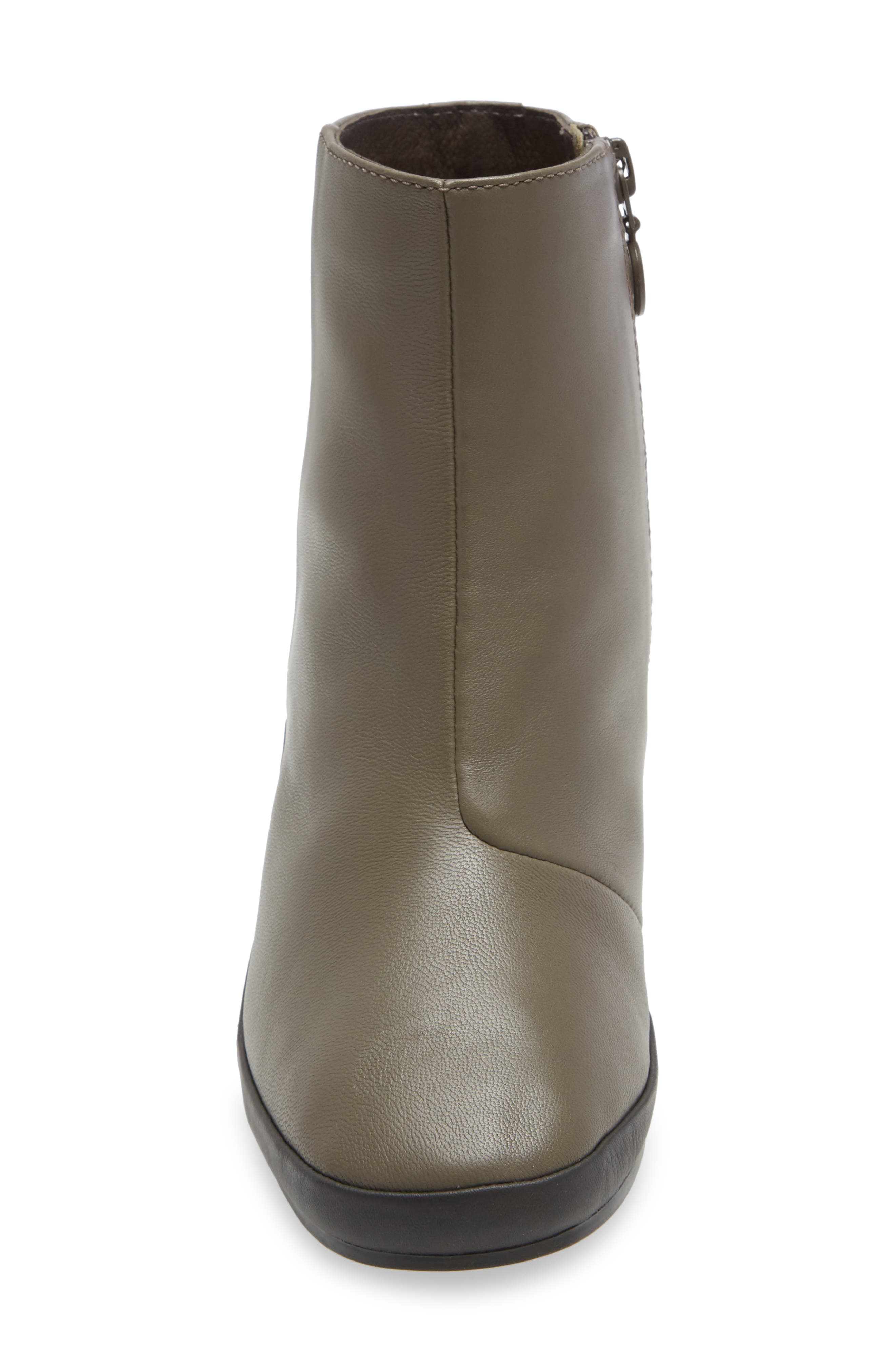Upright Column Heel Bootie, Alternate, color, DARK GREEN LEATHER