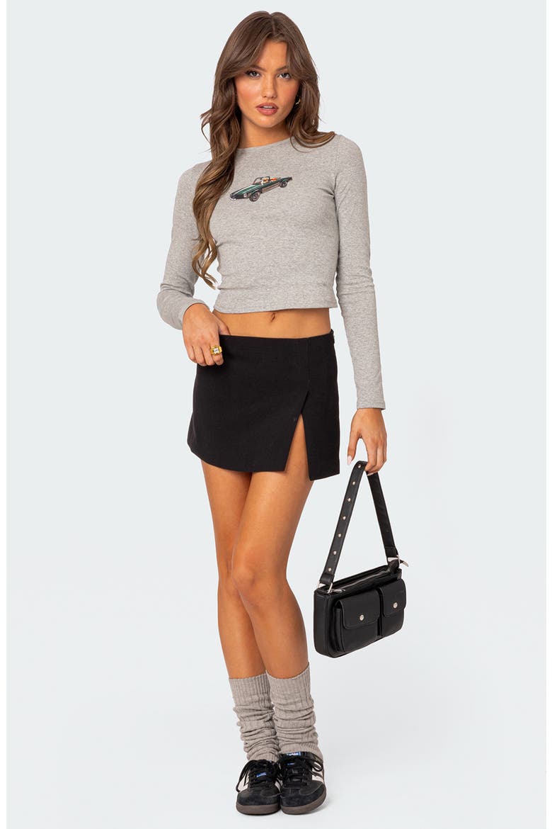 Sweet Ride Long Sleeve Crop Top, Alternate, color, GRAY MELANGE