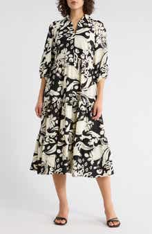 SANDRA DARREN Three-Quarter Sleeve Tiered Dress