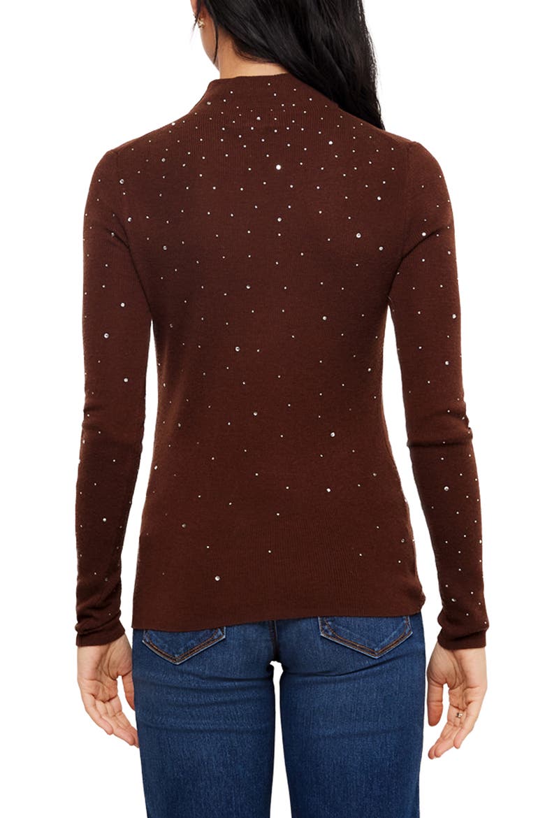Rhinestone Mock Neck Sweater, Alternate, color, MOCHA
