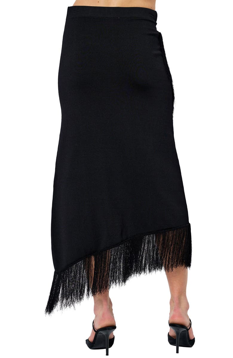 CIEBON Chloe Asymmetric Fringe Skirt, Alternate, color, Black